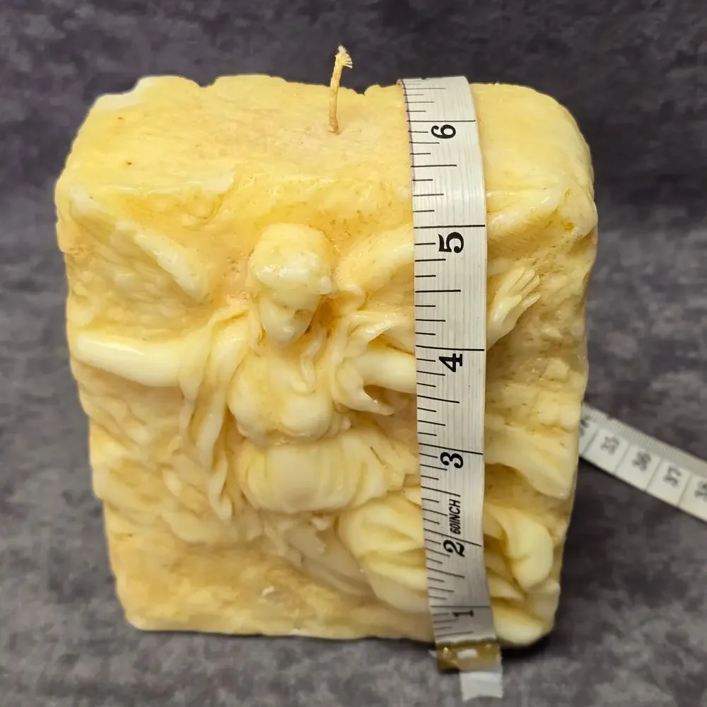 Large Angelic Angel Carved Wax Candle - Decorative Home Decor